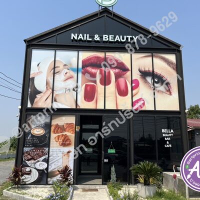 ร้านพิมพ์สติ๊กเกอร์ซีทรู 3M ติดตึกสูง